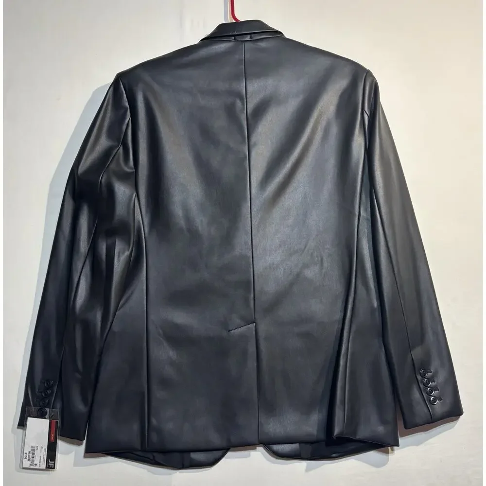 🖤 NWT J. Ferrar Men’s Medium Black Faux Leather Blazer Jacket MSRP $168